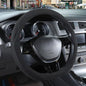 14 inch Black Suede D Shaped Steering Wheel Cover, Breathable Non-Slip Sweat-Proof Wear-Resistant No Pilling, Warm in Winter and Cool in Summer - color: Black, size: D Shape-S[13.5''-14'']