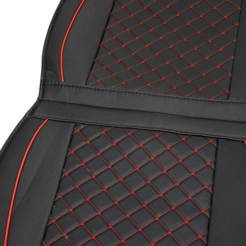 5 Seats Car Seat Cover Full Set PU Leather Front Rear w/Pillow Suitable for Year Round Use (Black/Red Line) Universal for Sedan SUV Truck - color: Black/Red Line