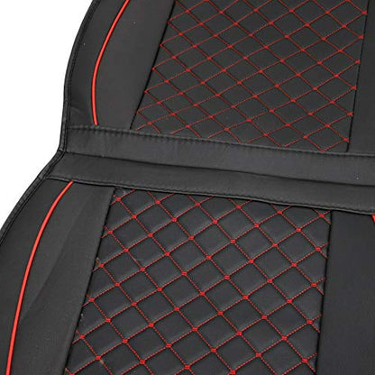 5 Seats Car Seat Cover Full Set PU Leather Front Rear w/Pillow Suitable for Year Round Use (Black/Red Line) Universal for Sedan SUV Truck - color: Black/Red Line