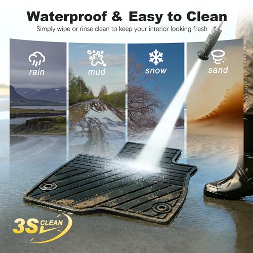All Weather Floor Mats Custom Fit for Mazda CX-5 2017-2025 Waterproof Heavy Duty Anti-Slip Car Mats, 1st & 2nd Row Full Black - color: Black