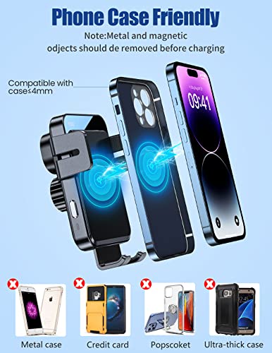 Wireless Car Charger, MOKPR 15W/10W/7.5W Cup Holder Phone Mount, Auto Clamping Fast Charging Car Mount, Air Vent Phone Holder for iPhone 16 15/14/13/12 pro/12/11/XS/X/8, Samsung S23/S22/S10/S9/S8, etc - style: Cup holder
