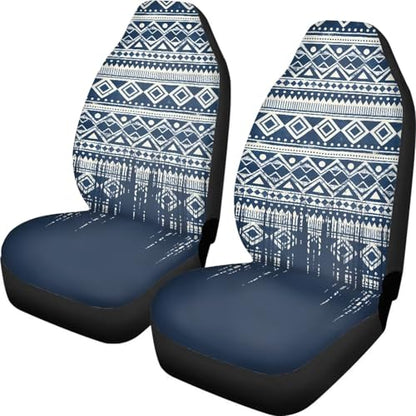 Dreaweet Aztec Seat Covers for Cars Front Seats Only Universal 2 Piece Southwestern Tribal Car Accessories Washable Elastic Bucket Seat Covers for SUV Sedan Easy to Install - color: Aztec Tribal Blue