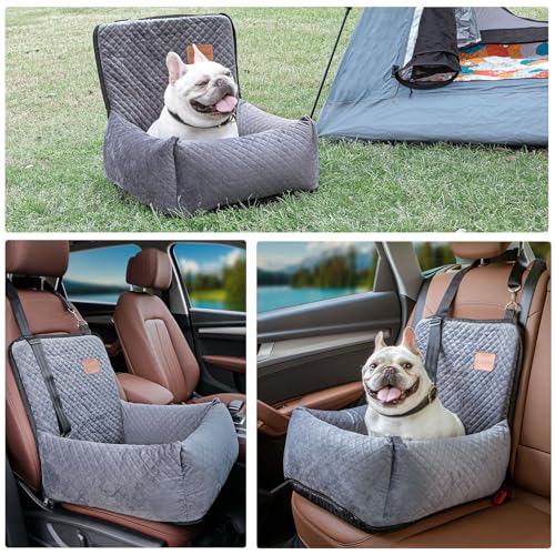 Dog Car Seat Pet Booster Seat Pet Travel Safety Car Seat,The Dog seat Made of Materials is Safe and Comfortable, and can be Disassembled for Easy Cleaning (Gray) - color: Gray