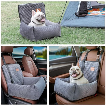 Dog Car Seat Pet Booster Seat Pet Travel Safety Car Seat,The Dog seat Made of Materials is Safe and Comfortable, and can be Disassembled for Easy Cleaning (Gray) - color: Gray