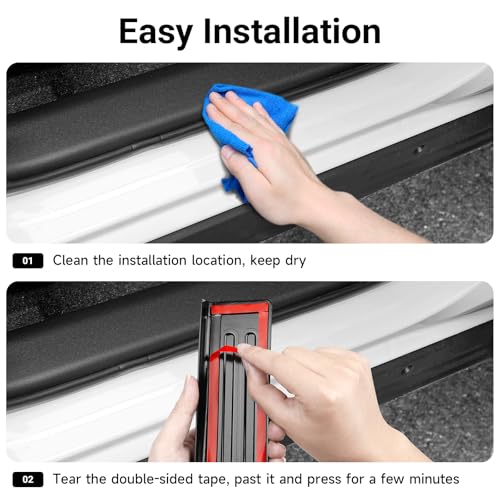 Door Sill Guards Compatible with Toyota RAV4 2026 2027 LE/SE/XLE/XSE/Woodland/Limited Accessories ABS Material Door Sill Protector Plate Decoration Front and Rear Door Pedal Kick Protection