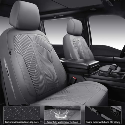 CAR PASS Waterproof Car seat Covers Full Sets Neoprene Wetsuit, All-Weather Non-Slip Durable, Universal Fit for SUV Sedans Trucks Vans Automotive, Armrest Airbag Compatible, 3D Emboss All Gray - color: ALL Gray, size: Full Set