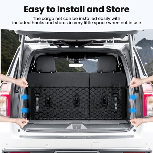 Canvcle Cargo Net for Chevy Suburban Tahoe GMC Yukon&Yukon XL Cadillac Escalade 2021–2025 2026 Envelope Style Heavy Duty Elastic Mesh Trunk Cargo Organizer Easy Install Storage Net with Hooks - style: for Chevy Tahoe