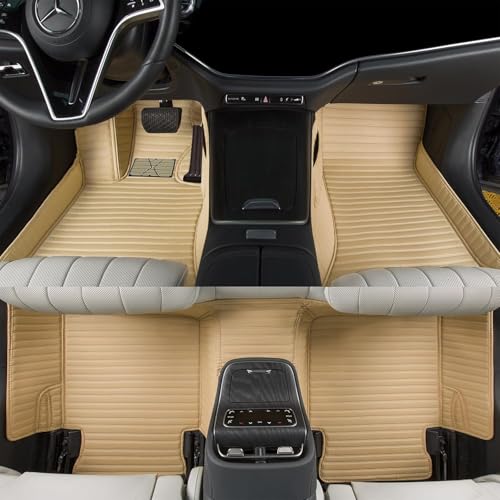 Floor Mats for Cars, All-Weather Mats, Waterproof Trim-to Fit Automotive Floor Mats for 99.9% Cars Sedan Trucks SUV, Custom Floor Liner Car Accessories (Beige Stripe) - color: Beige stripe
