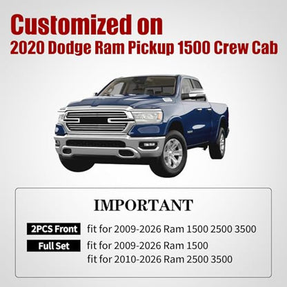 Aierxuan Dodge Ram Car Seat Covers Custom Fit 2009-2026 1500, 2010-2026 2500/3500 Laramie Big Horn Longhorn Crew Quad Regular Cab Waterproof Leather Truck Pickup Cushions(Full Set/Black) - color: Full Set/Black