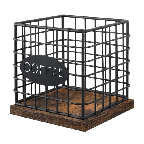 YINMIT K Cup Holder Organizer, Sturdy Coffee Pod Holder Organizer, 35 Kcup Large Capacity Storage Basket for Kitchen Counter and Office Desktop (Square Grid) - color: Retro-Square