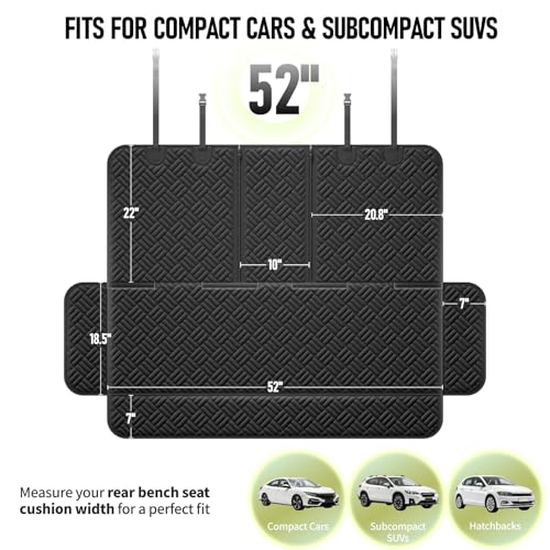 Dog Car Seat Cover for Back Seat, Waterproof 600D Oxford Protector for Travel and Daily Use, Non Slip Scratch Resistant Bench Cover, Easy to Clean, Fits Compact Cars/SUVs, 52 Inch - size: Small-52"W