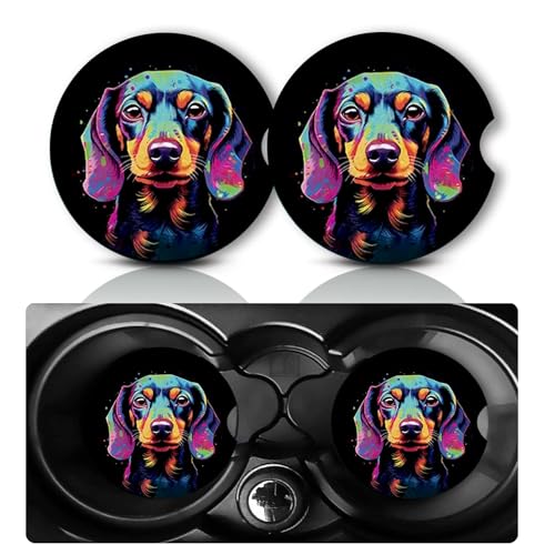 Car Coasters for Cup Holders,2 PCS Universal Non-Slip Dog Car Coasters,2.75" Rubber Mat,Dog Cars Accessories Cup Drink Holder Coaster Decor Dogs Loves Gifts for Women,Men,Mom - color: Dog