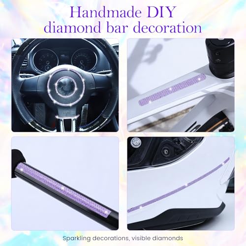 Purple Rhinestone Ribbon,0.2 Inch Wide 10 Yards 1 Roll, Self Adhesive Crystal Diamond Bling Strips for Car Decoration, DIY Crafts, Home Decor, (Purple)