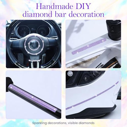 Purple Rhinestone Ribbon,0.2 Inch Wide 10 Yards 1 Roll, Self Adhesive Crystal Diamond Bling Strips for Car Decoration, DIY Crafts, Home Decor, (Purple)