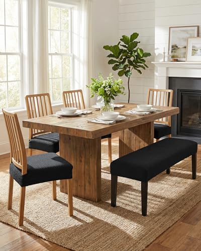 CRFATOP Jacquard Dining Room Chairs Seat Covers Set of 4 with Soft Bench Chair Cover Stretch Kitchen Chair Slipcover Washable Seat Cushion Slipcover Protector for Hotel Ceremony Banquet Wedding,B18 - color: Jacquard B18