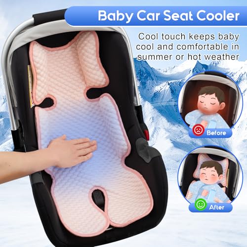Baby Car Seat Cooling Pad, Mink Dot Carseat Cooler Mat for Girls Boys, Stroller Pad with 3D Breathable Mesh, Multifunctional Infant Insert Liner for Summer - color: Pink