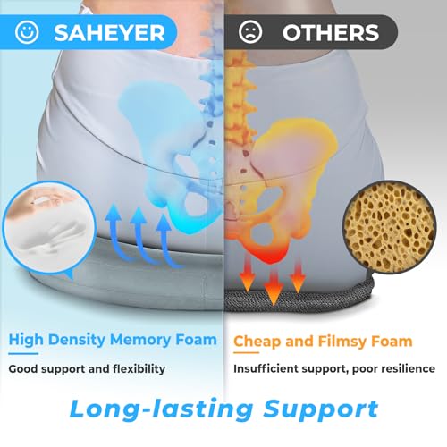 Donut Pillow for Tailbone Pain Relief and Hemorrhoids, Memory Foam Donut Cushion for Sciatica Nerve, Seat Cushion Butt Pillow for Men Women at Home Office Chair Car Long Sitting Comfort, Gray