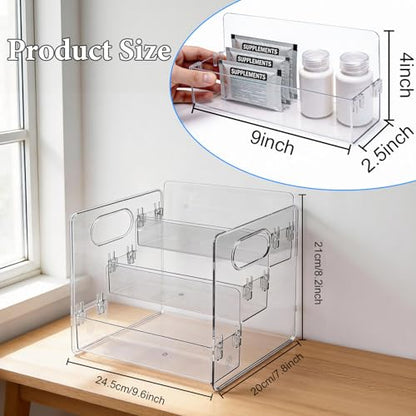 Plastic Vitamin Storage Organizer, 3-Tier Bottle Organizer for Vitamin Bottles and Medicine Bottle, Pill Bottle Organizer for Countertop, Bathroom Cabinet and Makeup Storage Items
