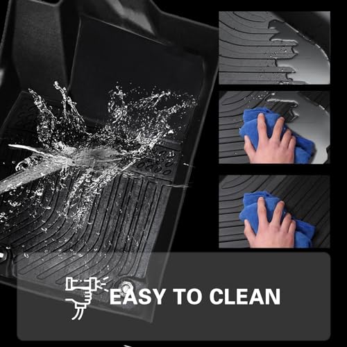 All Weather Rubber Floor Mats Compatible with 2013-2019 Ford Escape & 2013-2018 C-Max, 3Pcs Car Automotive Floor Mats & Cargo Liners Black