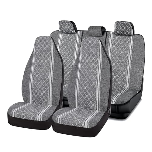 Road Comforts Baja Bench Seat Covers Grey Diamond Rear Blanket Seat Covers - Jacquard Fabric, Airbag Compatible, Universal Fits Car, Truck, SUV, and Vans - color: Rear Seat Gray