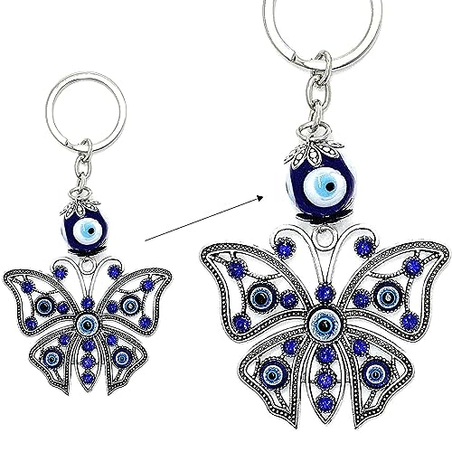 LUCKBOOSTIUM Evil Eye Animal Keychain & Protection, Evil Eye Car Hanging Ornament, Rear View Mirror Accessories, Home Decor - color: Butterfly