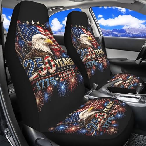 American 250th Anniversary Patriotic Car Seat Covers Front Seats Only Eagle Patriotic Automotive Vehicle Seat Covers Cars Interior for Cars, Sedans, Trucks, SUV - color: Eagle Usa Flag 250th