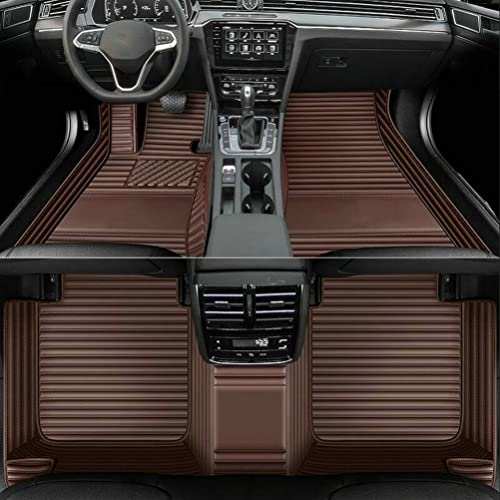 TAHALI Custom Colors Car Floor Mats Black Pink for 99.9% Sedan SUV Sports， All-Weather Liners Car Floor mat，Luxury Leather Automotive Floor Mats (Brown Stripe,3D Floor Mats) - color: Brown stripe