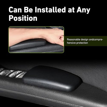 2 PCS Car Door Elbow Armrest Pads, Scratch-Resistant Soft Leather Knee Cushion for Leg Support, Car Interior Center Console Support Pillow, Universal for Most Vehicles (Black)