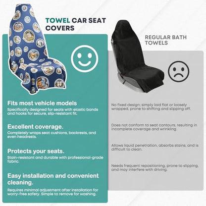 Car Seat Cover Towel, Car Seat Protector Front Seats, Sweat Towel Car Seat Covers for Post Gym Workout, Running, Swimming and Beach, Non-Slip Car Seat Towel Covers Fit for Most Cars Trucks SUV