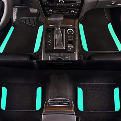 CAR PASS Waterproof Universal Fit Car Floor Mats, Teal Car Mats Fit for SUV,Vans,sedans, Trucks,Set of 4pcs Car Carpet for Women(Black with Mint) - color: Black With Mint