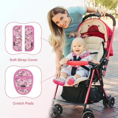3 Pcs Car Seat Straps Shoulder Pads Suit for Kids : Ultra-Soft Child Car Seat Strap Covers, Kids Car Seat Strap Pads, Cute Plush Printed Seat Belt Covers, Hip Support, for Pushchair, Baby Stroller