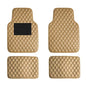 FH Group Luxury Universal Liners Full Set Beige PU Leather Diamond Design Floor Mats - Universal Fit Heavy Duty Non-Slip Floor Mats for Most Sedan, SUV, Truck - color: Beige