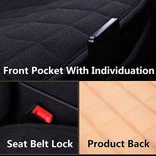 Cooling Car Seat Covers,Cloth Seat Covers for Cars,Linen Car Seat Protector,Front Seat Only Universal Fits Most Automotive,Vans,SUVs,Trucks Black
