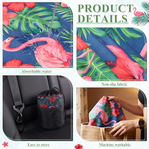 2 Pack Car Seat Towel Covers, 63 x 32 Universal Non Slip Microfiber Sweat Protector for Gym Running Swimming Yoga, Washable Bucket Seat Covers for Cars Trucks SUVs(Flamingo) - style: Flamingo