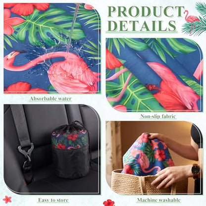 2 Pack Car Seat Towel Covers, 63 x 32 Universal Non Slip Microfiber Sweat Protector for Gym Running Swimming Yoga, Washable Bucket Seat Covers for Cars Trucks SUVs(Flamingo) - style: Flamingo