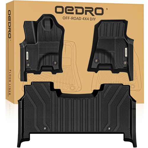 OEDRO Floor Mats Fit for 2025 2026 RAM 1500 Crew Cab (with Rear Under-Seat Factory Storage Bucket Seat), TPE Custom Fit All Weather Floor Liners for RAM 1500 Accessories, 1st and 2nd Row, Black - style: 2025-2026 Ram 1500 Crew Cab