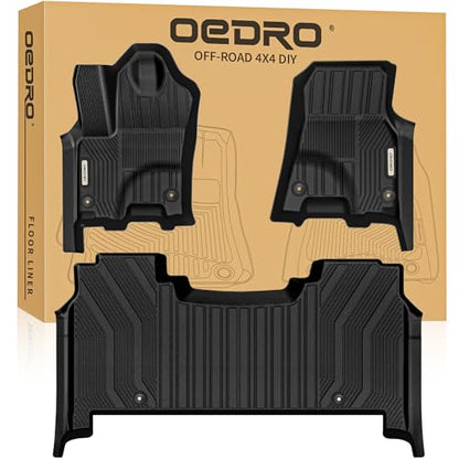 OEDRO Floor Mats Fit for 2025 2026 RAM 1500 Crew Cab (with Rear Under-Seat Factory Storage Bucket Seat), TPE Custom Fit All Weather Floor Liners for RAM 1500 Accessories, 1st and 2nd Row, Black - style: 2025-2026 Ram 1500 Crew Cab