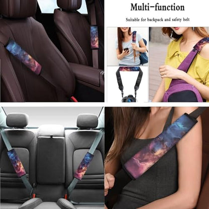 Wolf Planet Galaxy Pattern 15 Pcs Car Accessories Set, Car Interior Covers Set Front Rear Seat Covers Steering Wheel Cover Seat Belt Covers Car Headrest Cover Car Coaster - color: Wolf Planet Galaxy Pattern