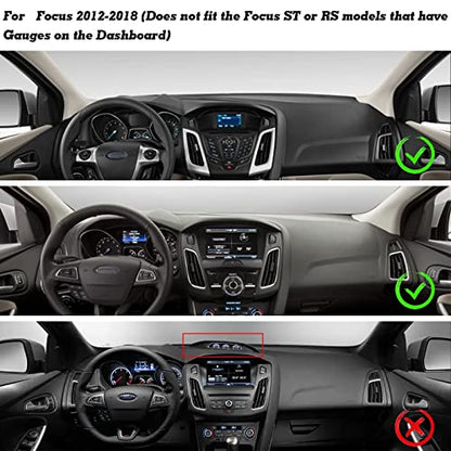 x xotic tech Center Console Dashboard Mat Pre-Cut Non-Slip Sunshield Sun Glare Protector Dash Carpet Pad Black Cover Compatible with Ford Focus 2012-2018 - color: Compatible with Focus 2012-2018