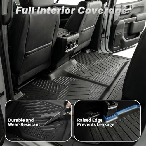 OEDRO Upgraded Floor Mats for 2019-2026 Chevy Silverado/GMC Sierra 1500 Crew Cab & 2020-2026 Silverado/Sierra 2500HD 3500HD, Bucket Seat, All Weather Custom Fit Silverado Accessories Floor Liners - style: Bucket Seat| Crew Cab| with underseat storage