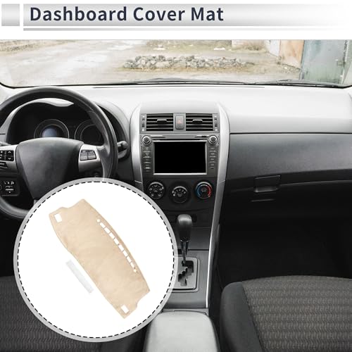 Dashboard Cover Anti-Slip/Anti Dust Dash Cover Mat Carpet for Toyota Corolla 2014-2018 Flannel Beige