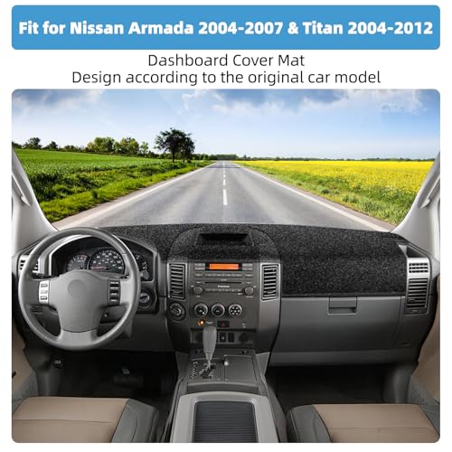 Dash Cover Mat for Nissan Armada 2004-2007 & Titan 2004-2012 Non-Slip Dashboard Cover Mat Sunshade UV Rays Protector Interior Accessories - size: Compatible with Armada 2004-2007