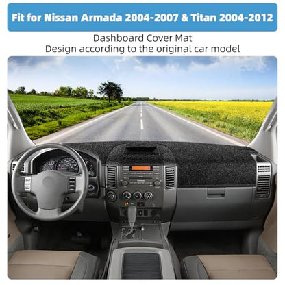 Dash Cover Mat for Nissan Armada 2004-2007 & Titan 2004-2012 Non-Slip Dashboard Cover Mat Sunshade UV Rays Protector Interior Accessories - size: Compatible with Armada 2004-2007