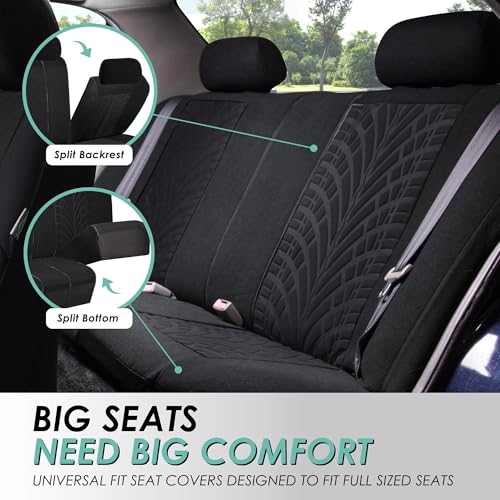 FH Group Three Row Set 7 Seater Black Travel Master Car Seat Covers, Airbag and Split Rear Car Seat Cover Universal Fit Interior Accessories for Cars Trucks and SUV Automotive Seat Covers - color: Black