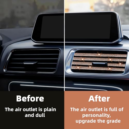 NBTEPEM Bling Car Air Conditioner Decoration Strip for Vent Outlet, 10 PCS Universal Rhinestone Car Vent Outlet Trim Decorations, Bling Interior Accessories for Women and Girls (Champagne) - color: Champagne