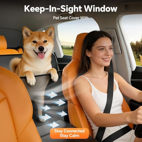 Dog Car Seat Cover Hard Bottom, 400LBS Back Seat Extender for Dogs, Waterproof PU Leather Dog Hammock, Heavy Duty Dog Seat Protector for Car SUV Truck