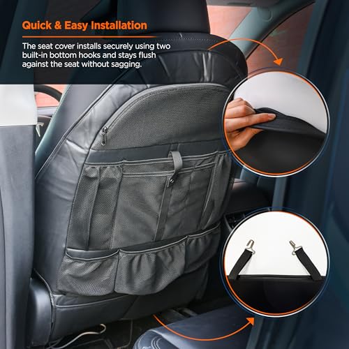2-Pack for Tesla Model Y/3 2017-2026, Custom Fitted Seat Back Kick Protectors with Storage Pockets - Rear Passenger Organizer for Kids, Zippered Accessories Slots - size: 2 Pack