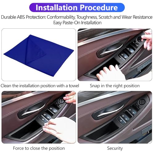 for BMW 5 Series F10/F11 2011-2017, LHD Car Door Inner Handle Panel Trim Cover Interior Protector Stickers Accessories (4pcs, Black)