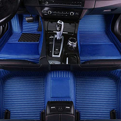 enheng Custom Waterproof Leather Car Floor Mats Fit for Most Car SUV Truck & Sportscar All Weather Protection Vehicles (Blue Stripe) - color: Blue Stripe