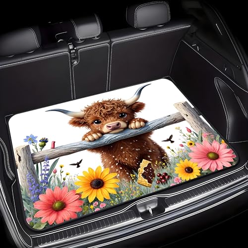 Universal Car Trunk Mat 29" x 39", Cute Highland Cattle All Weather Trunk Protection Cargo Liner, Durable Cargo Mat Rear Trunk Liner, Stylish Vehicle Interior Accessories Suitable for Most Car Models - color: Cute Highland Cattle